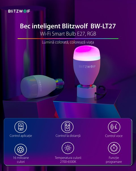 Bec inteligent Blitzwolf BW-LT27, Wi-Fi, Smart,