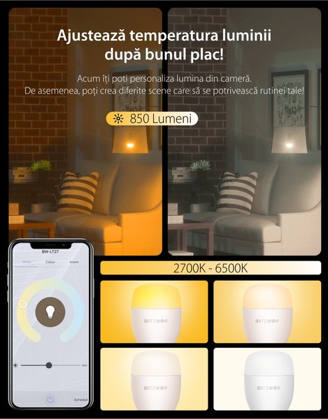 Bec inteligent Blitzwolf BW-LT27, Wi-Fi, Smart,
